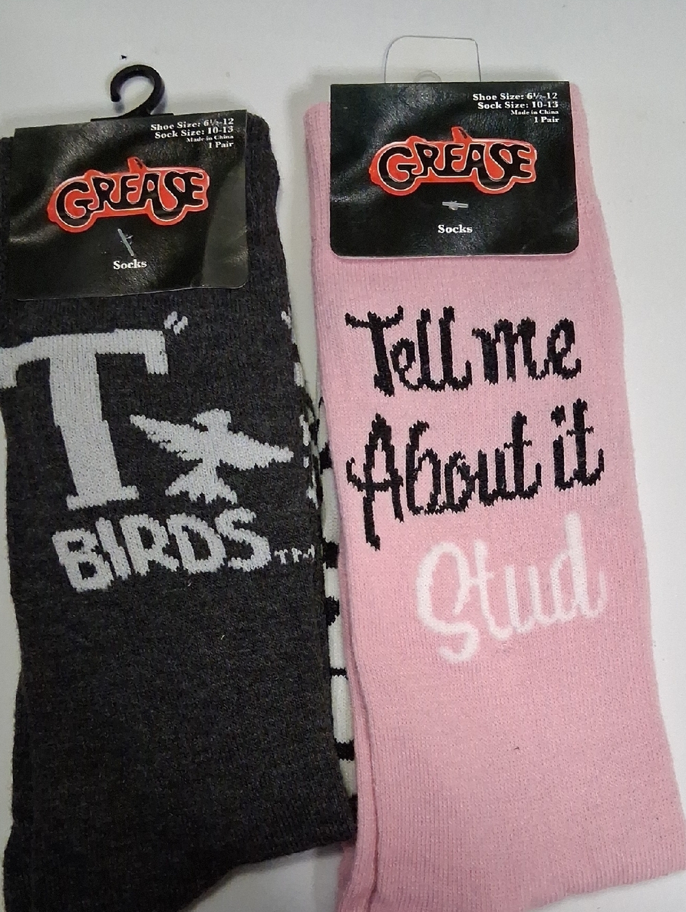 Grease Movie Novelty Socks Set T-Birds Pink Ladies NWT